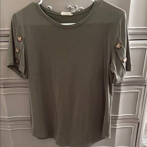 Olive Button-Detail Women's Top
